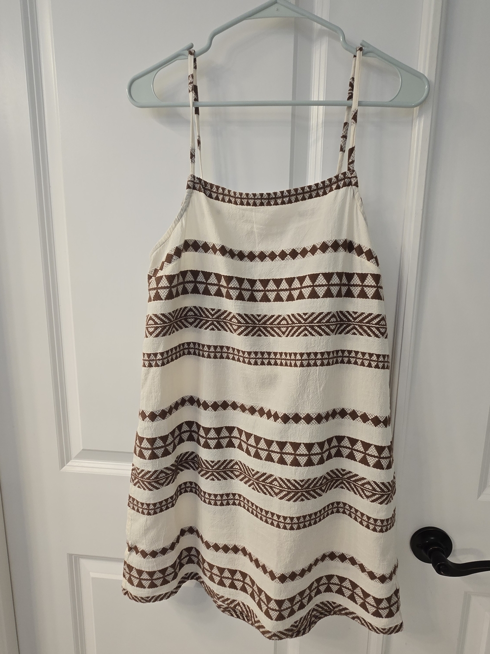 aerie Cream and Brown Striped Tribal Print Sundress
